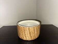 Bath And Body Works Three-Wick Brown Wooden Weave Candle Holder