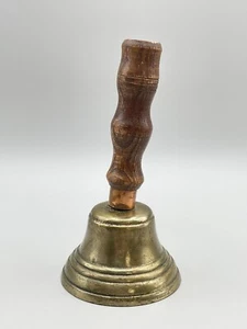 Vintage Brass Bell LOUD Solid Bell Marked #1 Wooden Handle OLD - Picture 1 of 7