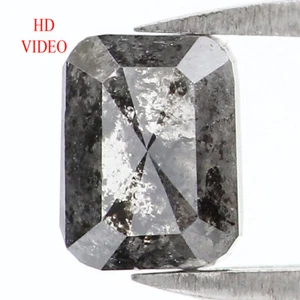 0.83 CT Natural Loose Emerald Cut Diamond 5.75 MM Salt And Pepper Diamond LQ1760 - Picture 1 of 8