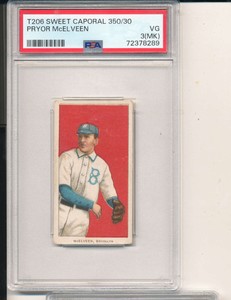t206 Sweet Caporal 350/30  Pryor McElveen Brooklyn psa 3 (mk) bm4 trading card 