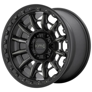 (1) 17x9 +0 KMC KM547 Carnage 6x5.5 Satin Black W/ Gray Tint Wheel - Picture 1 of 3