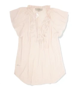 LOFT - Womens M - NWT$54 Pale Pink Embroidered Ruffle Tie Shell Tank Blouse - Picture 1 of 3