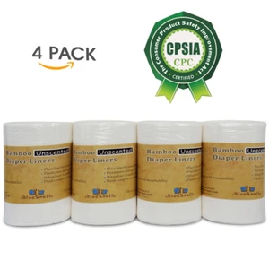Forros de pañales de bambú sin olor - sin fragancia y sin cloro (4PK) 400 unidades - Imagen 1 de 6