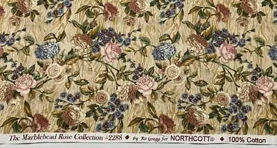 Telas Northcott THE MARBLEHEAD ROSE COLLECTION #2288 por Ro Grenn 1-1/4 yardas Foto 1 de 4