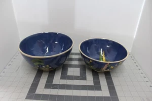 Mexican Pottery Blue Bowels and Plates Handmade Made in Mexico Set of 8 - Picture 1 of 24
