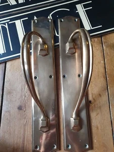 Large Pair of old antique art nouveau Door Handles Pulls 15.5 inch reg design - Picture 1 of 8