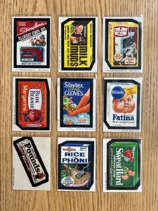 Nine Topps Wacky Packages Stickers From 1974 and 1975 - please see photo