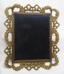 Vtg Gilt Brass Elaborate Wreath Photo Picture Frame 11” x 13” Easel Hanger - Picture 1 of 13