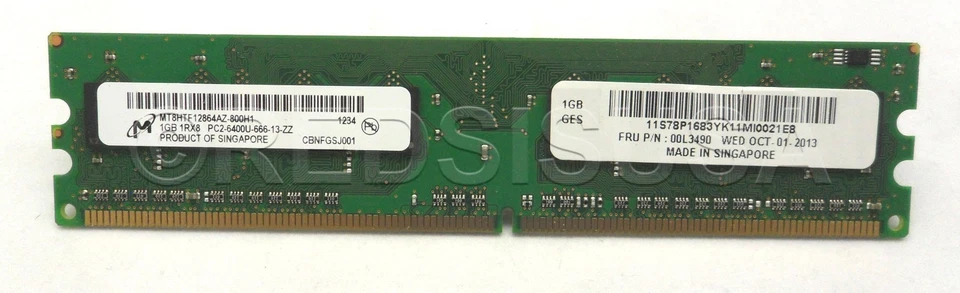 1Gb, Pc2-6400U/800Mhz, 240-Pin Ddr2 Dimm 00L3490 - Image 1 of 3