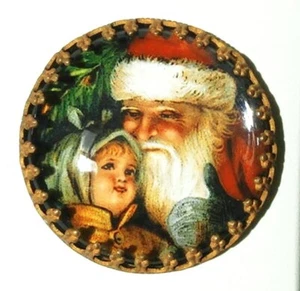 1 Czech Crystal Glass/Brass XMAS Butt. #G443-RARE ANTIQ. Components SIGNED-LARGE - Picture 1 of 4