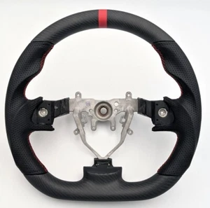 REVESOL Real Carbon Fiber Steering Wheel for 08-14SUBARU IMPREZA STI WRX RED - Picture 1 of 5