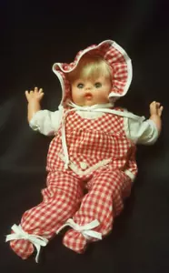 Musical Doll Cloth And Vinyl Body Vintage Blonde Hair Open Close Eyes - Picture 1 of 13