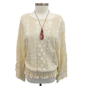 Top de encaje de colección para mujer 2X crema floral satinado forrado victoriano Fairycore Cottagecore - Imagen 1 de 14
