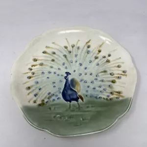 Antique Peacock Plate H. Boulenger & Co. France French 8.75" - Picture 1 of 6