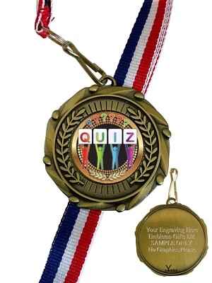 EMBLEMS GIFTS LTD Quiz Gewinner (B) 45 mm Kombi Medaille & Band Gravur kostenlos
