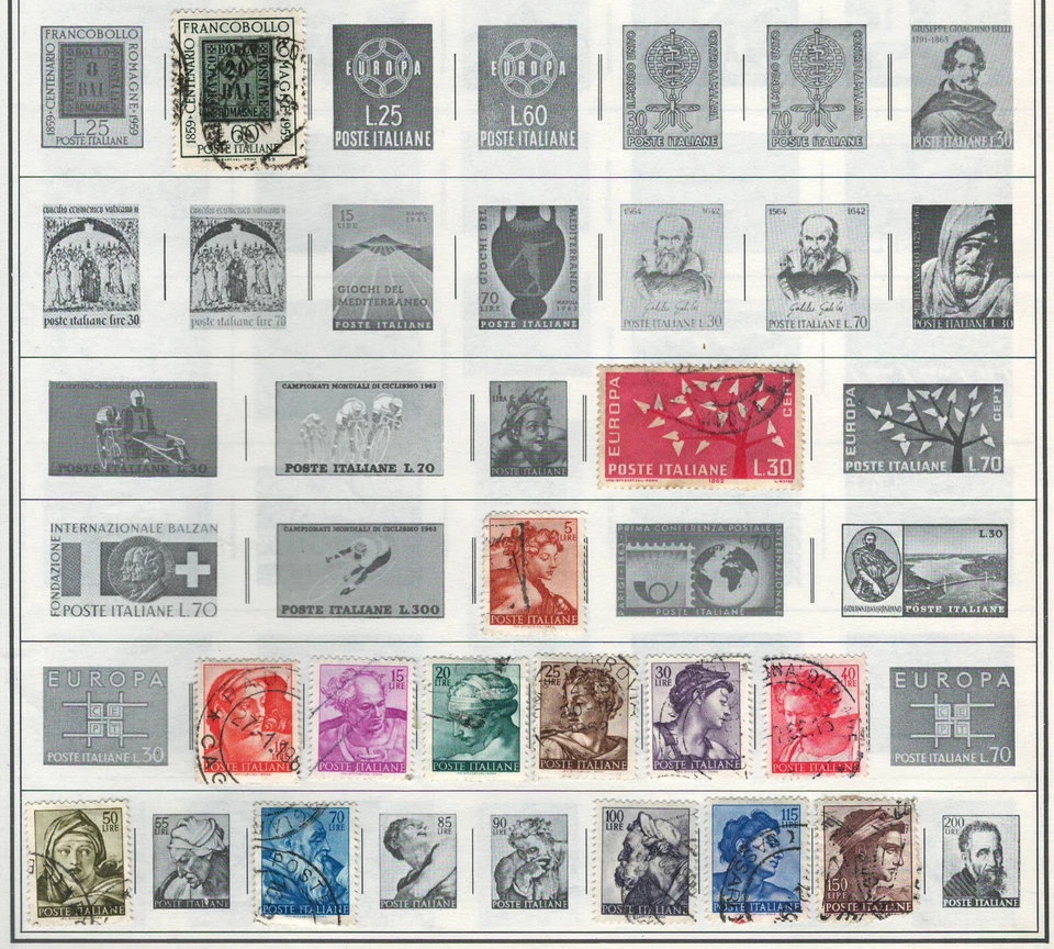 ITALY 1959-1964 Very Fine & Fine Used Stamps Hinged/ Glued on List - Image 1 of 2