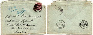 Sobre QV 1901 1d Lila para Oficina de Correos del Mar de la India Fort Sandeman Trasero - Imagen 1 de 3