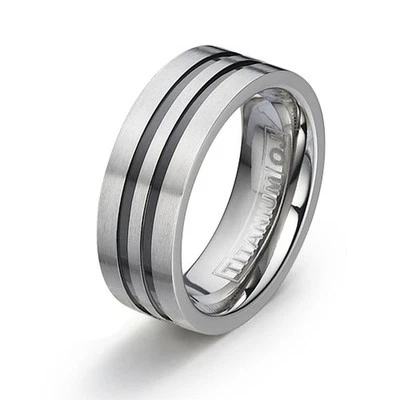 Titanium Wedding Ring Free Engraving Titanium Wedding Band Comfort Fit SZ 6-12 - Image 1 of 4