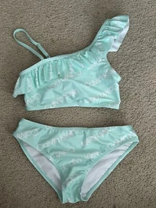 Calvin Klein Swimwear Two Piece Swimsuit Mint Flounce Girls Size L - Picture 1 of 7