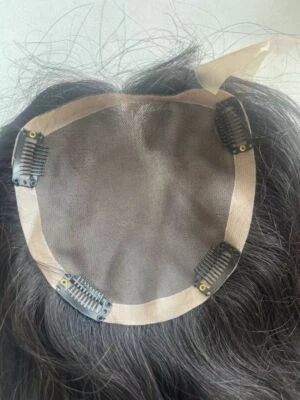 6"X6" MONO Cap 100% Virgin Human Hair Fine Hair Topper For Women 14" - Image 1 of 3