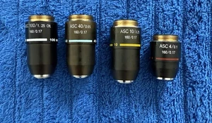 Motic ASC 100x 40x 10x & 4x Microscope Objective Lenses Lot of 4 - Picture 1 of 1