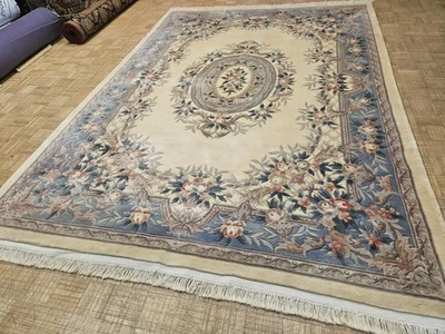 9x12 CHINESE RUG VINTAGE AUBUSSON PEKING DECO AUTHENTIC 100% WOOL ORIENTAL RUG - Image 1 of 4