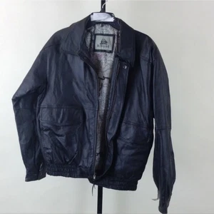 BURKS BAY NEU MIT ETIKETT HERREN GRÖSSE LARGE SCHWARZ LEDER POLIERT BOMBERJACKE MANTEL - Bild 1 von 10