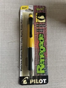 NOS Pilot Renegade YELLOW/BLACK -Black Ink Ball Point Pens VTG Japan Rubber Grip - Picture 1 of 7