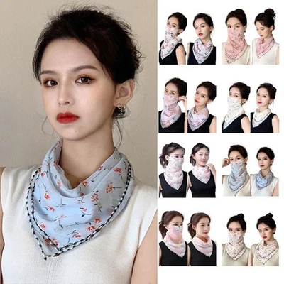 Women Sun Protection Veil Triangle Print Scarf UV Protection Mask`;'/ 9CI5 - Image 1 of 4