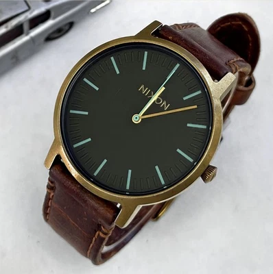 NIXON 'THE PORTER' A1058 Brass Stainless Steel Case Brown Leather 40mm Watch - Image 1 of 3