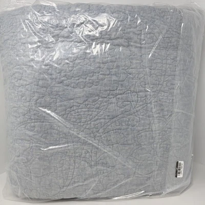 Edredón Pottery Barn Belga Lino Punto Floral King/Cal King Azul Cambray Foto 1 de 4