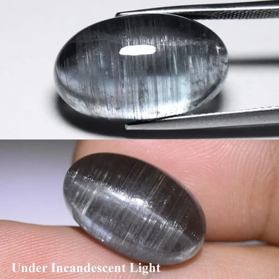 💎 Turmalina ojo de gato azul natural cabujón ovalado de 22,53 quilates - sin calefacción, piedras preciosas Foto 1 de 4