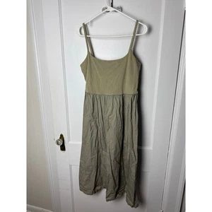 Vestido sin mangas Old Navy Cami Midi Popelina Beige Verde Talla XL Minimalista - Imagen 1 de 7