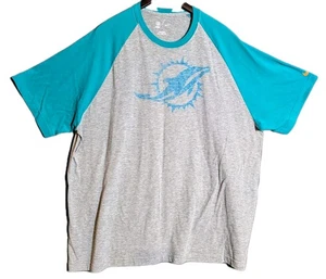 Nike NFL Dolphins Fanwear Shirt Men’s 3XL Gray Aqua Raglan Tee Football Logo - Picture 1 of 8