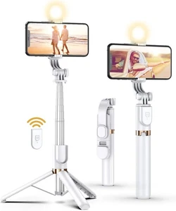 Selfie Stick Tripod with Wireless Remote and LED Fill Light for Phone - Picture 1 of 3