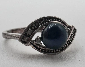 925 sterling silver pearl cubic zirconia cz fashion ring Size 7 - Picture 1 of 7
