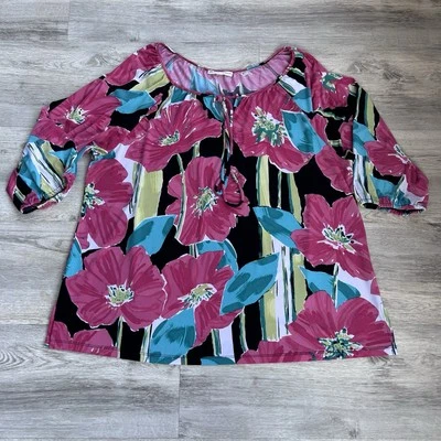 JM Collection Floral Top Womens 2XL Colorful career, academia stretchy comfort - Image 1 of 4