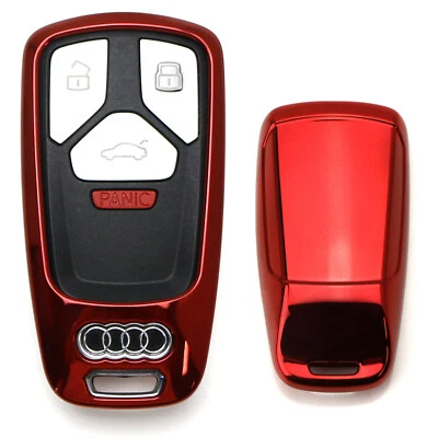 Chrome Red TPU Key Fob Case For 2017-up Audi A4 A5 Q7, 2016-up TT Smart Key - Image 1 of 4