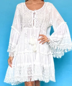 ANTICA SARTORIA 2024 WHITE LOVELY NICE BEADWORK SHORT DRESS NWT ONE SIZE - Picture 1 of 6
