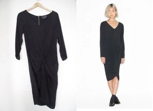 No. 6 Store Marilyn Black Drape Knotted Modern minimal LBD unique Dress 2 - Picture 1 of 1