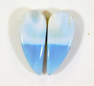 13 Cts 100% Natural Blue Opal Pair Fancy Cabochon Gemstone Jewelry Making DH=370 - Picture 1 of 7