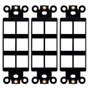 3 Pcs 6 Port Hole Keystone Jack Insert Decora Wall Plate Faceplate 1-Gang Black - Picture 1 of 2