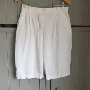 Vintage 80s 90s Escada White Shorts Sz 12 Margaretha Ley Safari Linen Mix - Picture 1 of 11