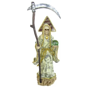 Santa Muerte Del Dinero Estatua 40 cm / Holy Death Money Print Dress Statue 16" - Picture 1 of 15