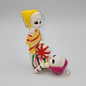 Vintage Navidad Vinilo Goma Suave Nieve Bebé Japón Caramelo Rayas Menta Niños - Imagen 1 de 9