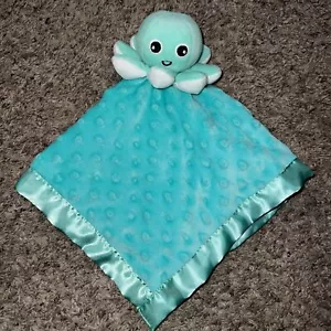 Grüner Oktopus Lovey Plüsch Minky Baby Sicherheitsdecke Satinborte ohne Etikett - Bild 1 von 3