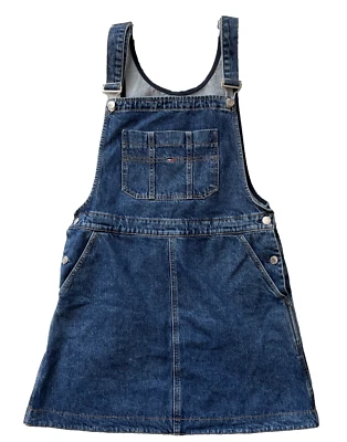 Tommy Hilfiger Women's M Blue Denim Carpenter Mini Overalls Dungaree Dress - Image 1 of 4