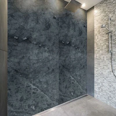 PVC Cladding Grey Marble - Gloss - to cover 3.05sq mtr - 2500 x 1220 - Image 1 of 2