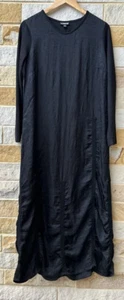 Verge dress womens 12 ruched crinkle black wool spandex acrylic made in NZ - Picture 1 of 11