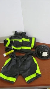 BUILD-A-BEAR BABW ~ schwarz & gelb FEUERWEHRMANN 3-teiliges OUTFIT mit MÜTZE - Bild 1 von 7